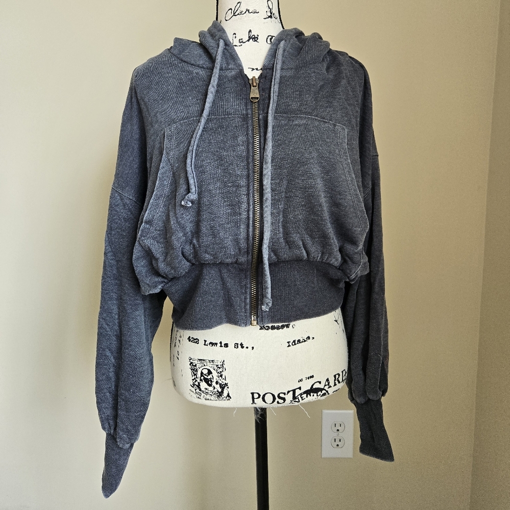 Free People Gray Zip-Up Hoodie